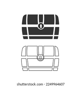 Treasure chest icon. Treasure set line and background vector ilustration.