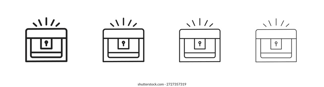 Vector Conjunto de iconos de cofre del tesoro eps10. ilustración, Plantilla de pictograma de símbolo de signo de logotipo
