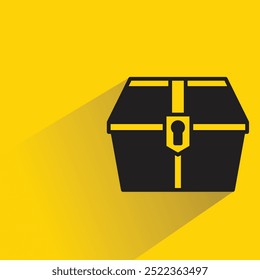 treasure chest icon with shadow on yellow background