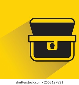 treasure chest icon with shadow on yellow background