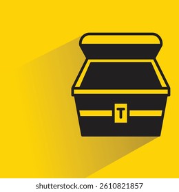 treasure chest icon with shadow on yellow background