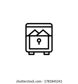 Treasure chest icon vector  in black line style icon, style isolated on white background