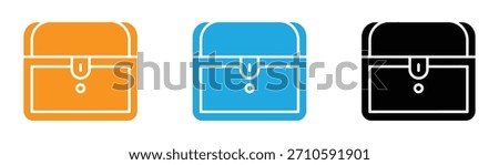 Treasure Chest Icon. Treasure chest icon vector collection. Treasure chest icons in orange, blue, and black design. vector sign illustration