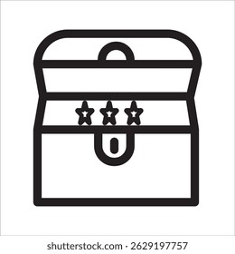 treasure chest icon vector in line style, on white background