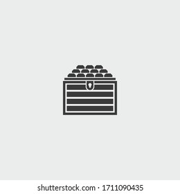 icono del cofre del tesoro. vector del cofre del tesoro sobre fondo gris