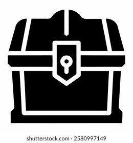 Treasure chest icon vector on white background.