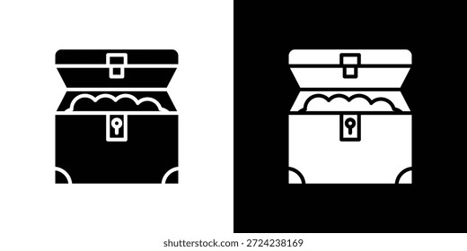 Tesouro tórax ícones vetor plano conceito. Ilustrações em preto e branco