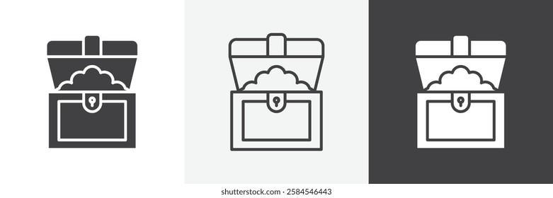 Treasure chest icons graphics pack vectors.