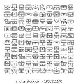 treasure chest icons set vector