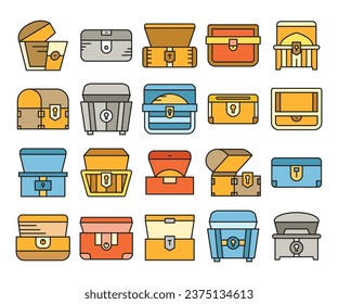 conjunto de iconos de cofre de tesoros