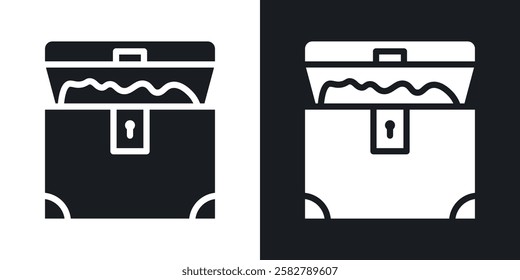 Treasure chest icons set vectors black and colored style