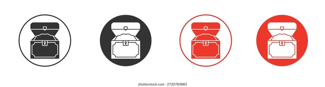 Tesouro ícones de peito simples plana silhueta vetor ilustração
