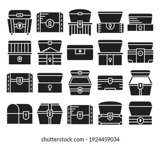 treasure chest icons vector set