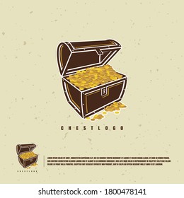 Treasure Chest Illustration Logo Premium Vector