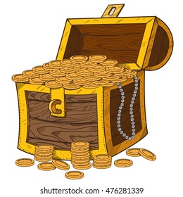 Treasure chest. Illustration on the pirate theme.
