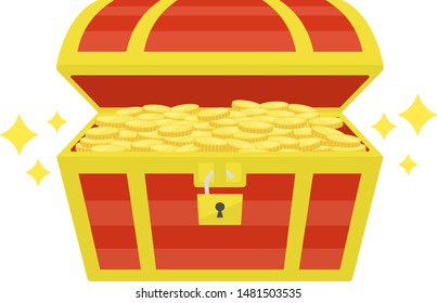 Treasure chest illustration. Open treasure chest.
