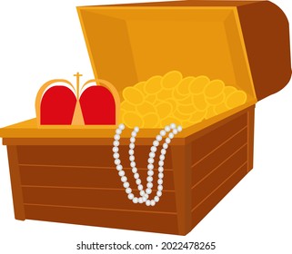 Treasure chest, illustration, vector on a white background.