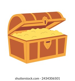 Treasure chest isolated on white background. Vector illustration