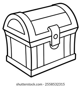 Treasure Chest Line Drawing vector.