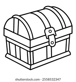 Treasure Chest Line Drawing vector.