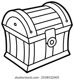 Treasure Chest Line Drawing vector.