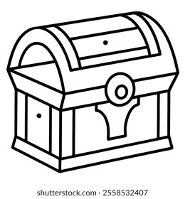 Treasure Chest Line Drawing vector.