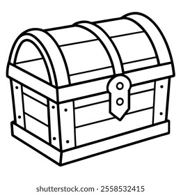 Treasure Chest Line Drawing vector.