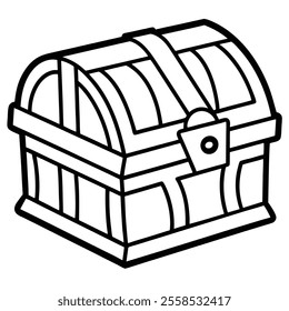 Treasure Chest Line Drawing vector.
