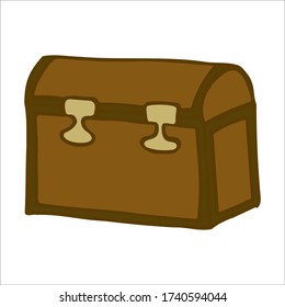 Treasure chest line icon. Hand drawn illustration in Doodle style. Vector illustration