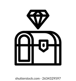 treasure chest line icon illustration vector graphic. Simple element illustration vector graphic, suitable for app, websites, and presentations isolated on white background