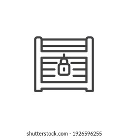 Treasure chest line icon. linear style sign for mobile concept and web design. Wooden chest with lock outline vector icon. Symbol, logo illustration. Vector graphics