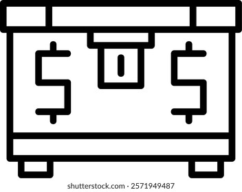 Treasure Chest Line Vector Icon Design