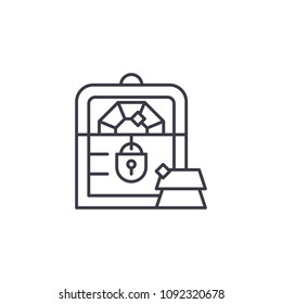 Treasure chest linear icon concept. Treasure chest line vector sign, symbol, illustration.