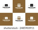 Treasure chest logo design vector illustration template idea