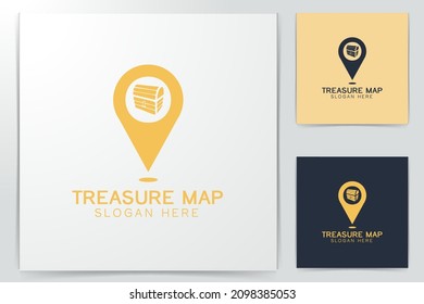 treasure chest and map point logo design inspiration