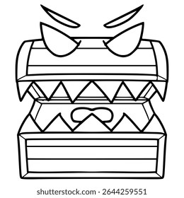 treasure chest monster illustration hand drawn outline vector