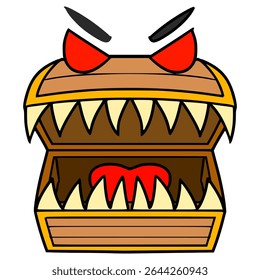 treasure chest monster illustration hand drawn isolated vector