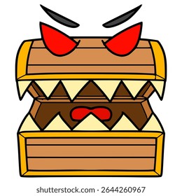treasure chest monster illustration hand drawn isolated vector