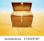 Treasure chest on a tropical beach