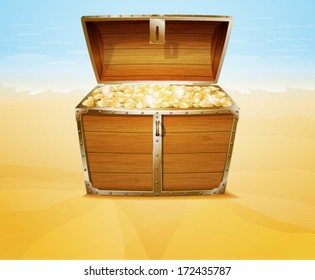 Treasure Chest On A Tropical Beach