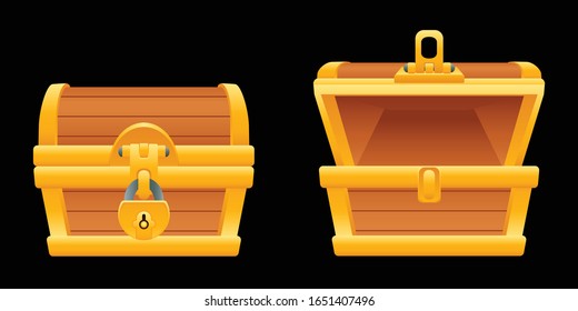  Treasure chest opened and closed.Graphic vector