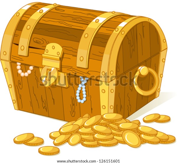 Treasure Chest Pile Gold Stock Vector (Royalty Free) 126151601