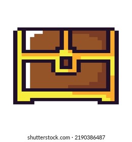 treasure chest pixel art icon isolated