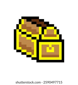 Treasure chest in pixel art isolated on white background - Powered by Shutterstock - Get 15% off with code: PIKWIZARD15