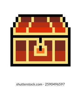 Treasure chest in pixel art style on white background