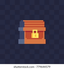 Treasure Chest. Pixel art style icon. 8-bit sprite. Game assets. Isolated abstract vector illustration.