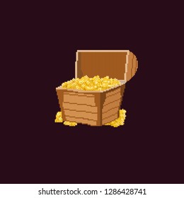 Treasure Chest. Pixel art. Vector illustration.