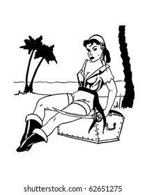 Treasure Chest - Retro Clipart Illustration
