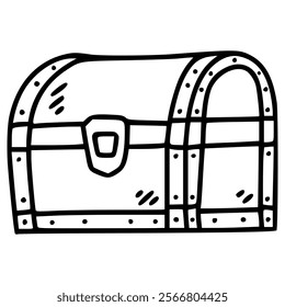 treasure chest round shape hand drawn outline illustration