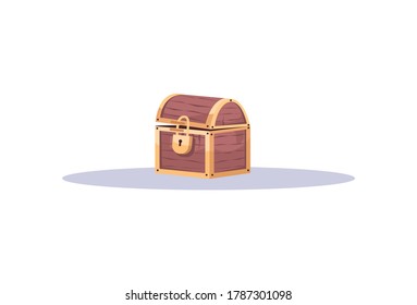 Treasure chest semi flat RGB color vector illustration. Pirate themed escape room attribute isolated cartoon object on white background. Key search challenge, treasure hunting quest